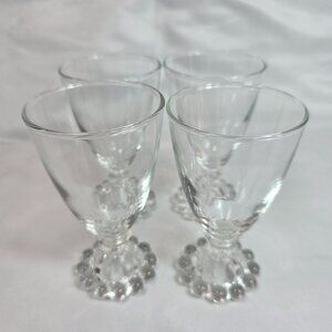 FOUR Anchor Hocking Berwick Boopie Clear Juice/Wine Glasses Ball Design on Base